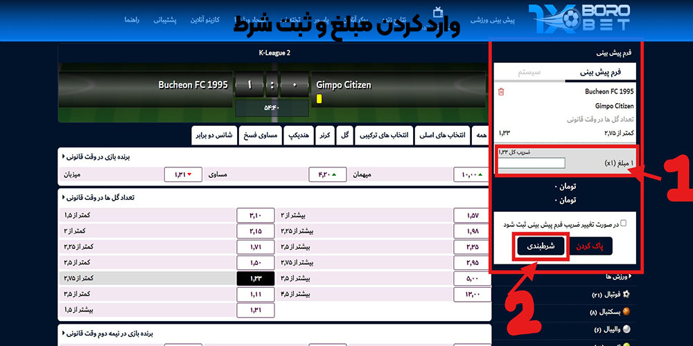 وارد کردن مبلغ و ثبت شرط