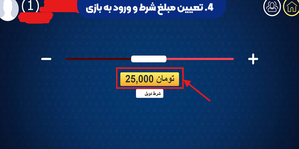 تعیین مبلغ شرط و ورود به بازی
